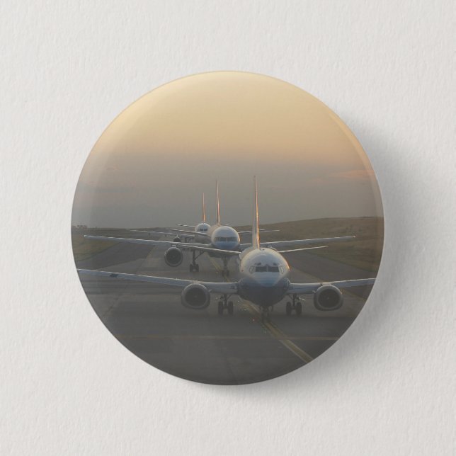 Airplanes on a Runway Button (Front)