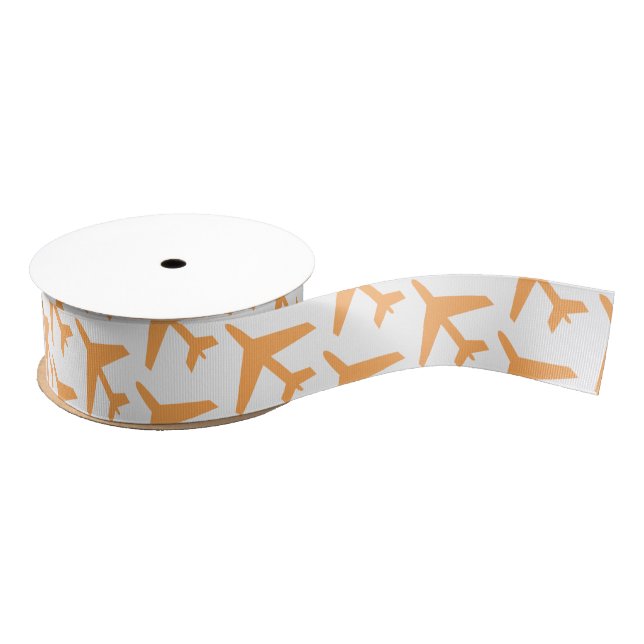 Airplanes Orange Travel Pilot Aviation Flight Grosgrain Ribbon (Spool)