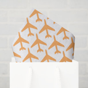 Airplanes Orange Travel Pilot Aviation Flight Tissue Paper
