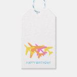 Airplanes Orange Yellow Pink Travel Happy Birthday Gift Tags