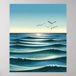 Airplanes over the Gulf Poster