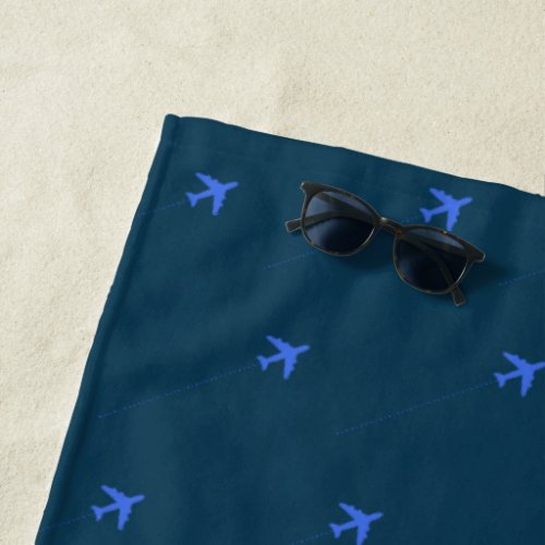 airplanes pattern blue beach towel for a pilot