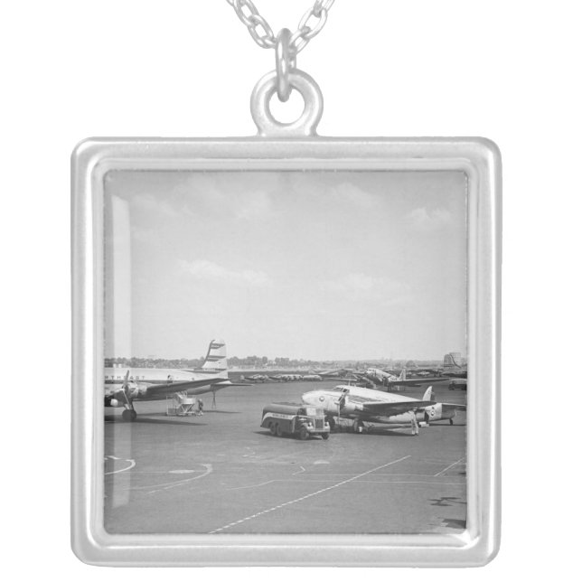 Airplanes Silver Plated Necklace (Front)
