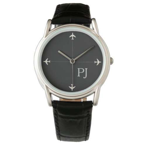 airplanes with initials stylish black watch