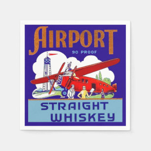 Airport Airplane Pilot Fly Trip Vintage Whiskey Ad Napkins