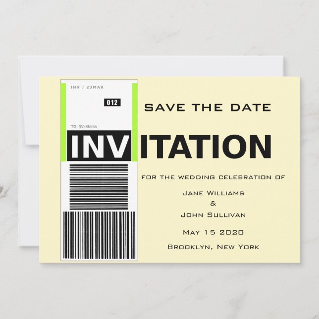 Airport Baggage Claim Theme Wedding Save The Date (Front)
