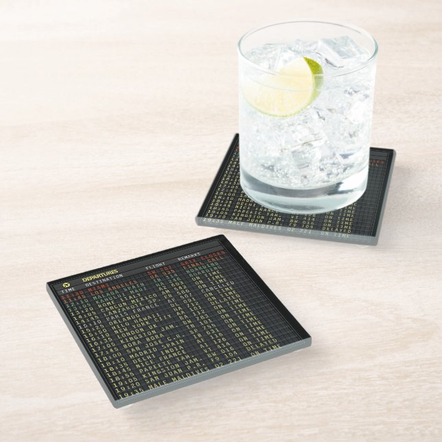 Airport Board (customizable) Glass Coaster (Angled)
