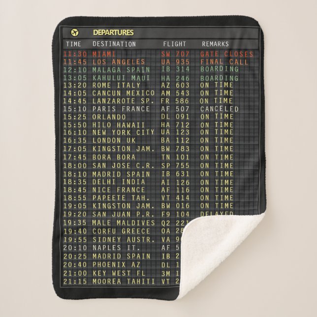 Airport Board (customizable) Sherpa Blanket (Front)