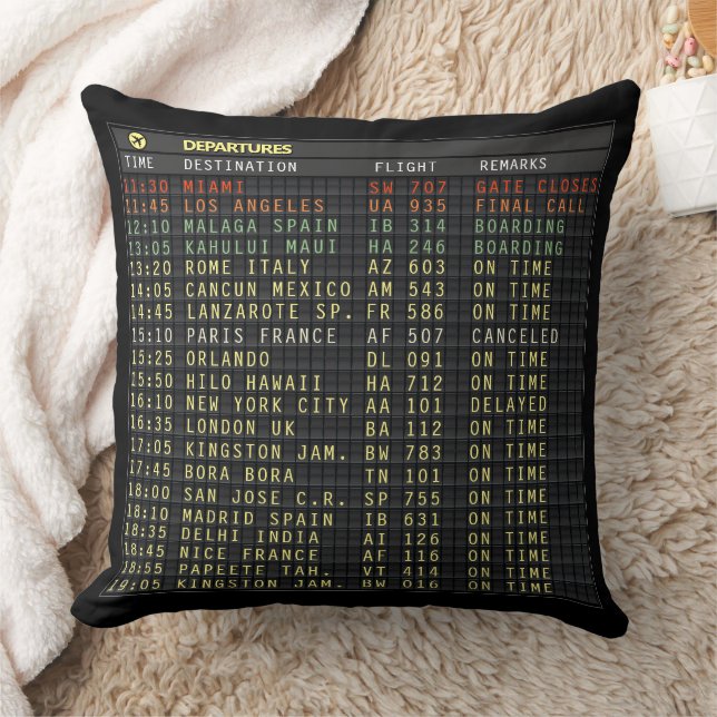 Airport Board (customizable) Throw Pillow (Blanket)
