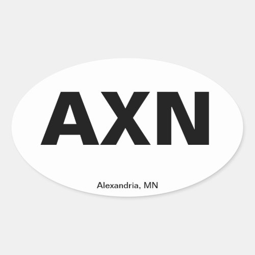 Airport Code _ Alexandria Minnesota Oval Sticker