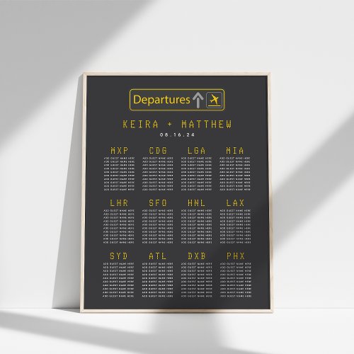 Airport Code Departure Board Wedding Seating Chart
