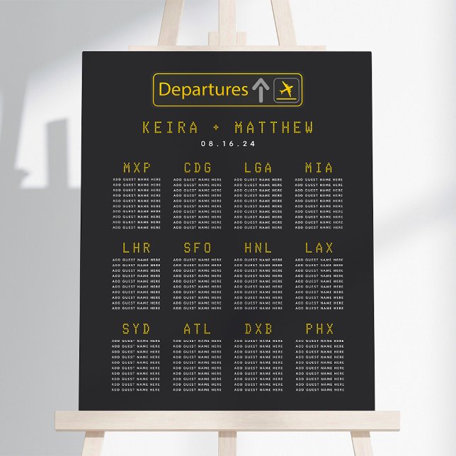 Airport Code Departure Board Wedding Seating Chart (Creator Uploaded)