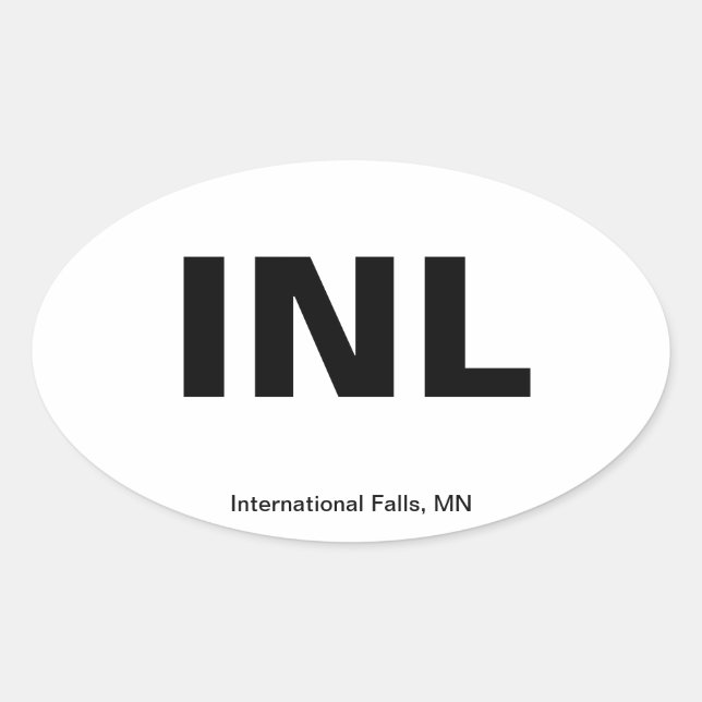 Airport Code - International Falls, Minnesota Oval Sticker (Front)