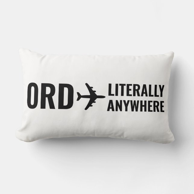 Airport Code Travel Vacation Lover Black White Lumbar Pillow (Front)