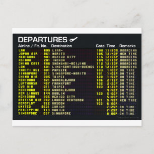 Airport Departures Postcard