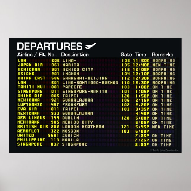 Airport Departures Poster (Front)