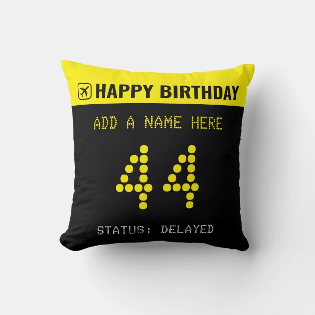 Airport Flight Board Birthday Throw Pillow (Front)