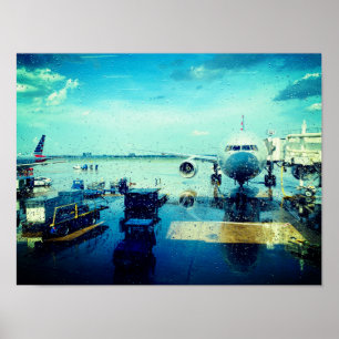 Airport in Rain Poster