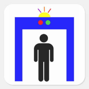 airport metal detector security alarm stick man sy square sticker