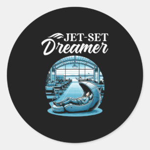 Airport Sleep Pod International World Traveler Tra Classic Round Sticker