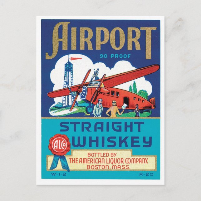 Airport Straight Whiskey Boston Massachusetts Cool Postcard (Front)