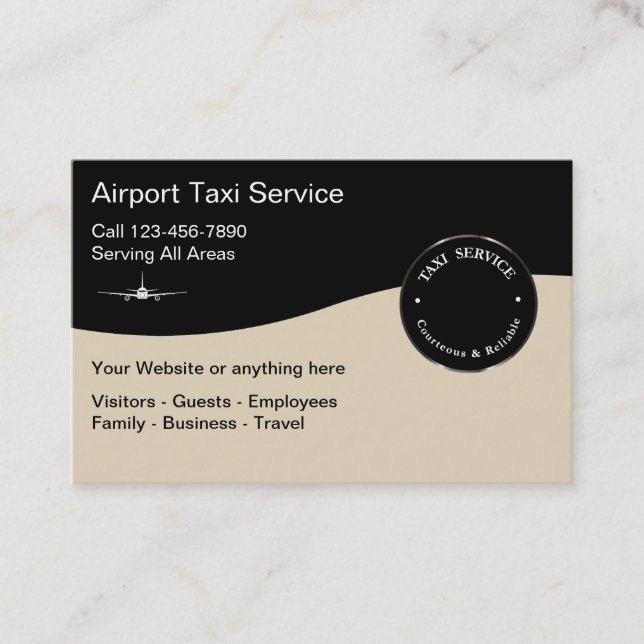 Airport Taxi Service Modern Business Card (Front)