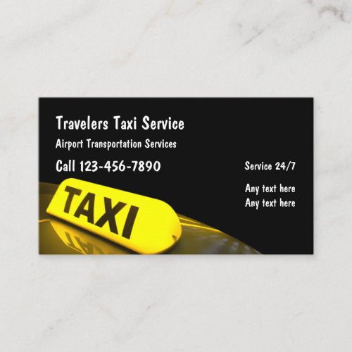 Airport Taxi Service Modern Taxi Light Business Card