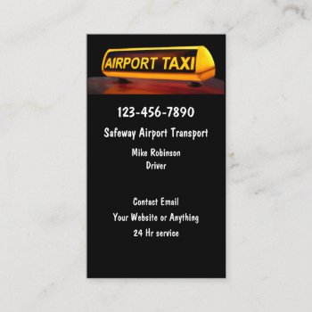 Airport Taxi Transportation Business Cards by Luckyturtle at Zazzle