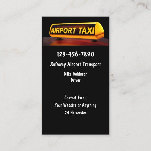 Airport Taxi Transportation Business Cards