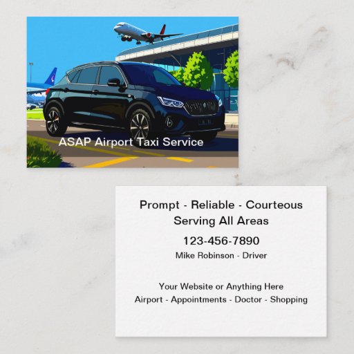 Customizable Airport Taxi Transportation Service Business Card