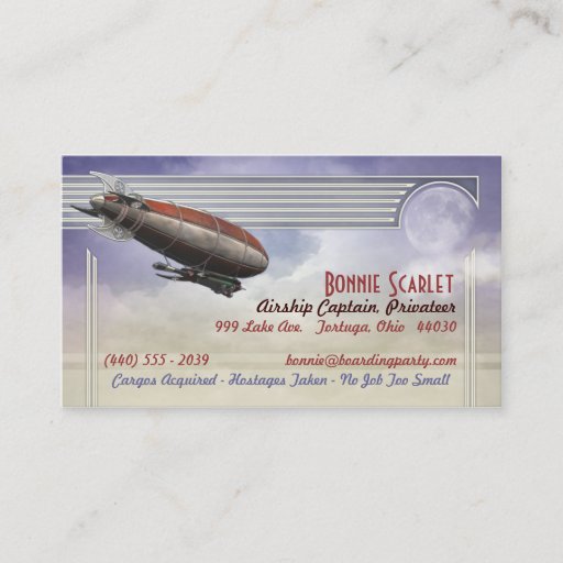 Customizable Airship Captain Business Cards