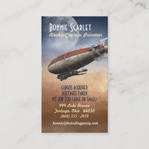 Customizable Airship Captain (Vertical) Business Cards