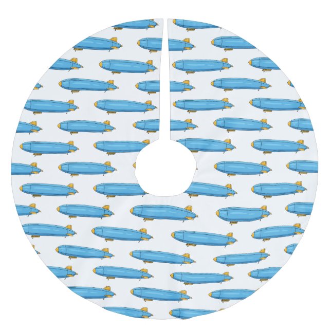 Airship cartoon illustration  brushed polyester tree skirt (Front)