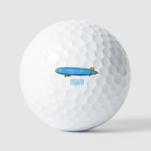 Airship cartoon illustration golf balls