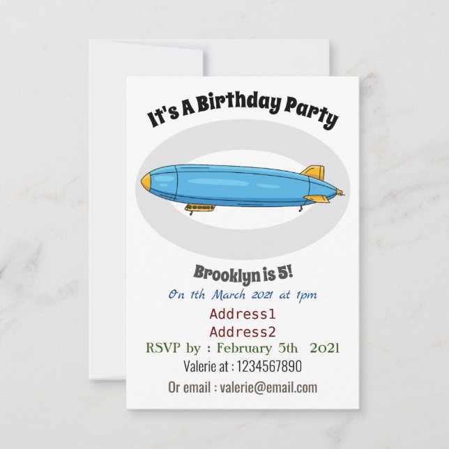 Airship cartoon illustration invitation (Front)