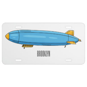 Airship cartoon illustration license plate
