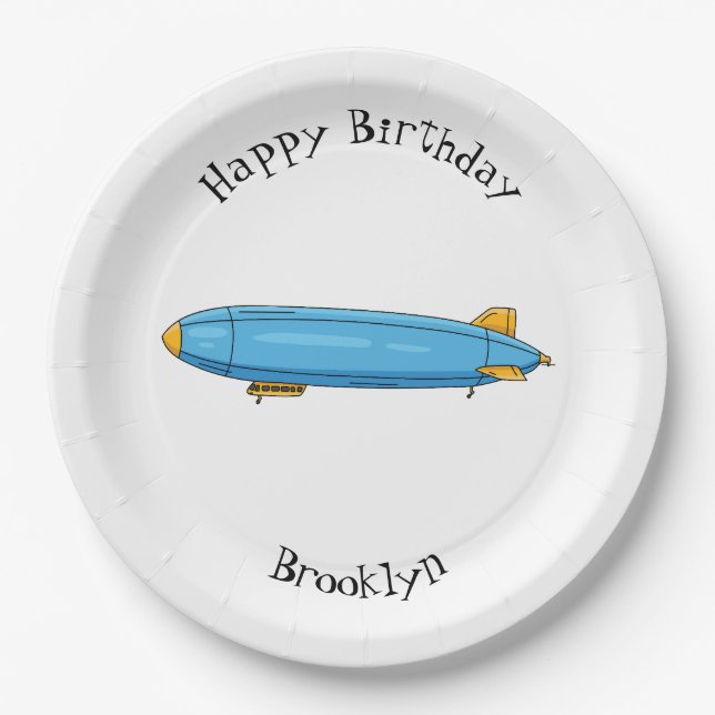 Airship cartoon illustration paper plates (Front)