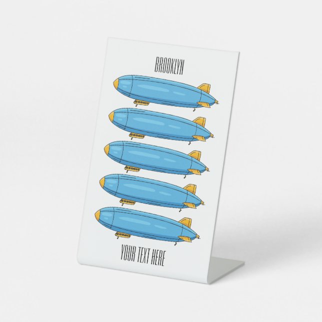 Airship cartoon illustration pedestal sign (Front)