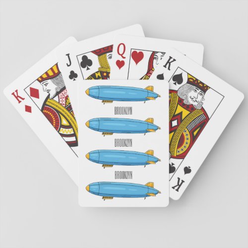 Airship cartoon illustration playing cards