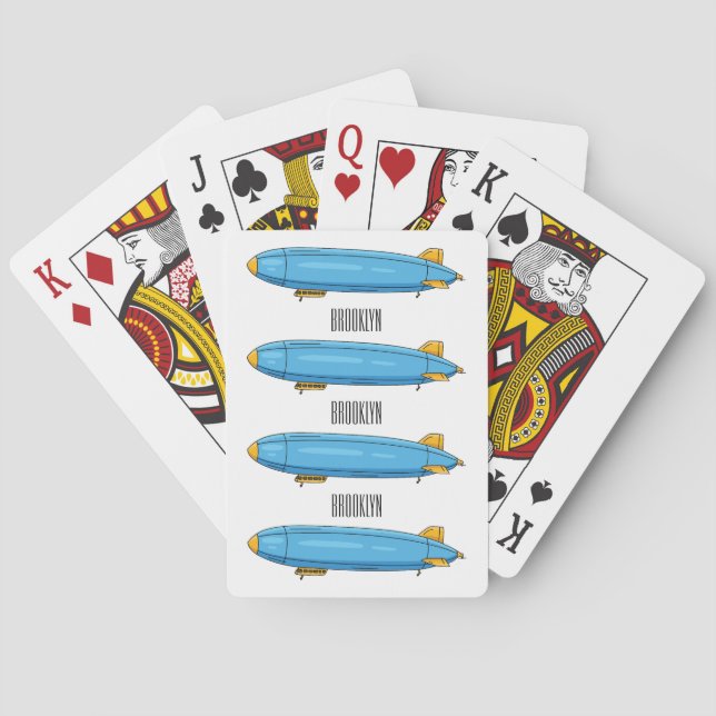 Airship cartoon illustration poker cards (Back)