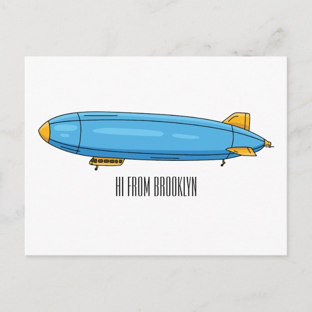 Airship cartoon illustration postcard (Front)