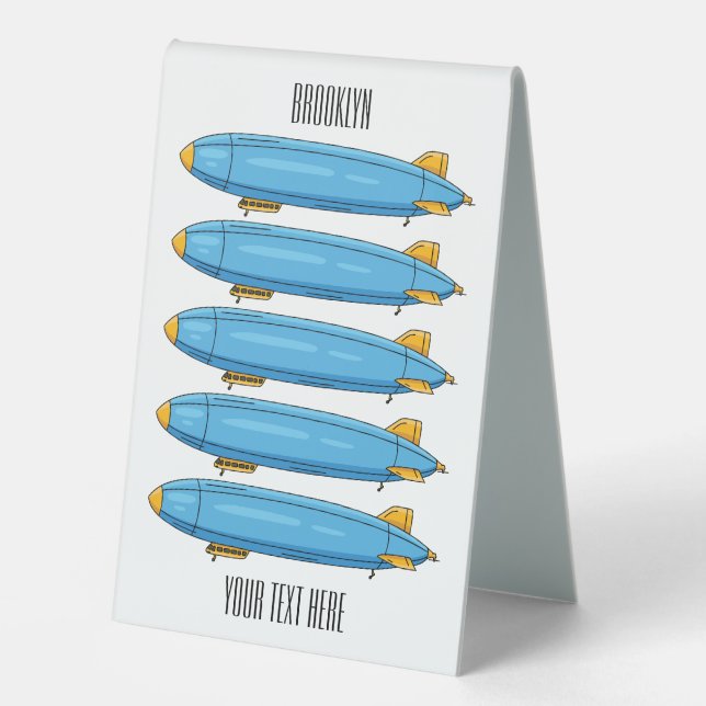 Airship cartoon illustration  table tent (Front)