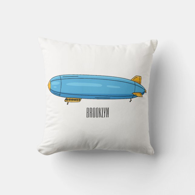 Airship cartoon illustration throw pillow (Front)