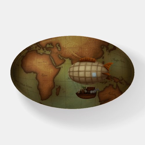 Airship Expedition on Steampunk Neo_Victorian Map Paperweight