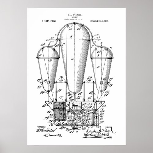 Airship Steampunk Patent Poster