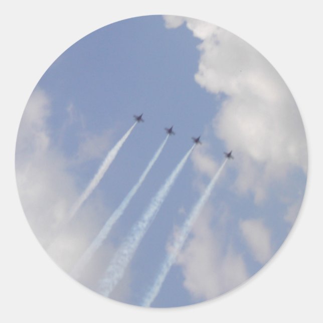 Airshow Military Jet Formation Classic Round Sticker (Front)