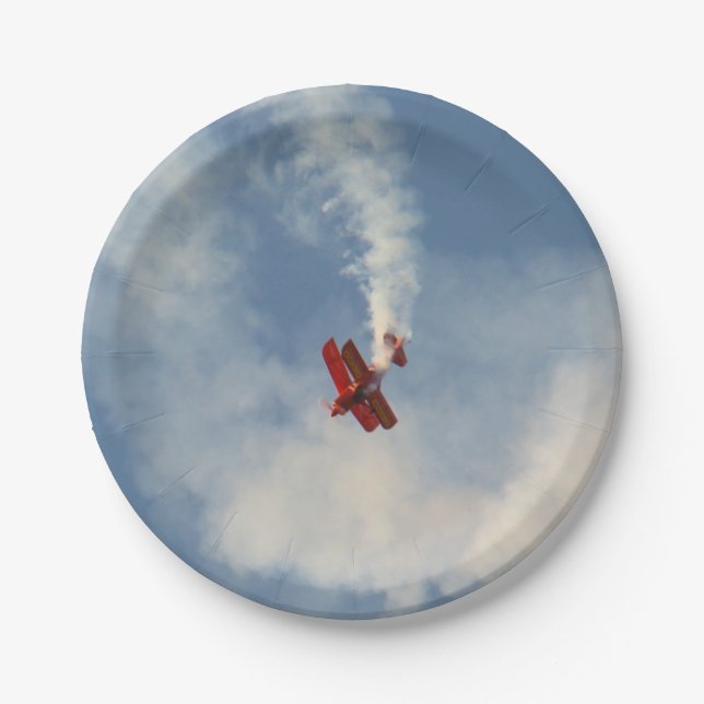 Airshow Stunt Biplane Paper Plates (Front)