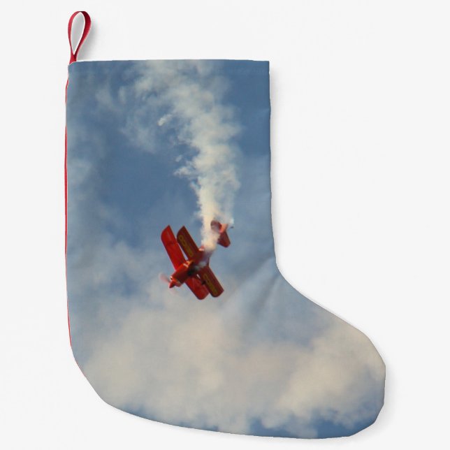 Airshow Stunt Biplane Small Christmas Stocking (Front)