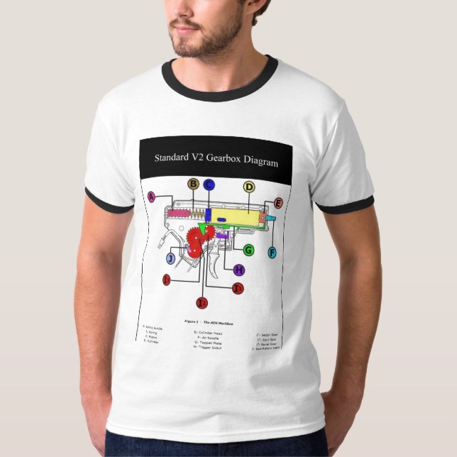 Airsoft Gearbox Diagram T-Shirt (Front)