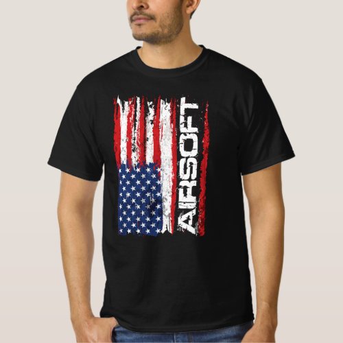 Airsoft Grunge USA Flag  T_Shirt